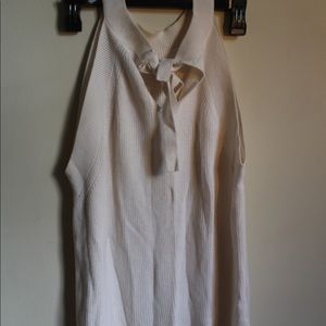 Cream top with bow tie neck detail